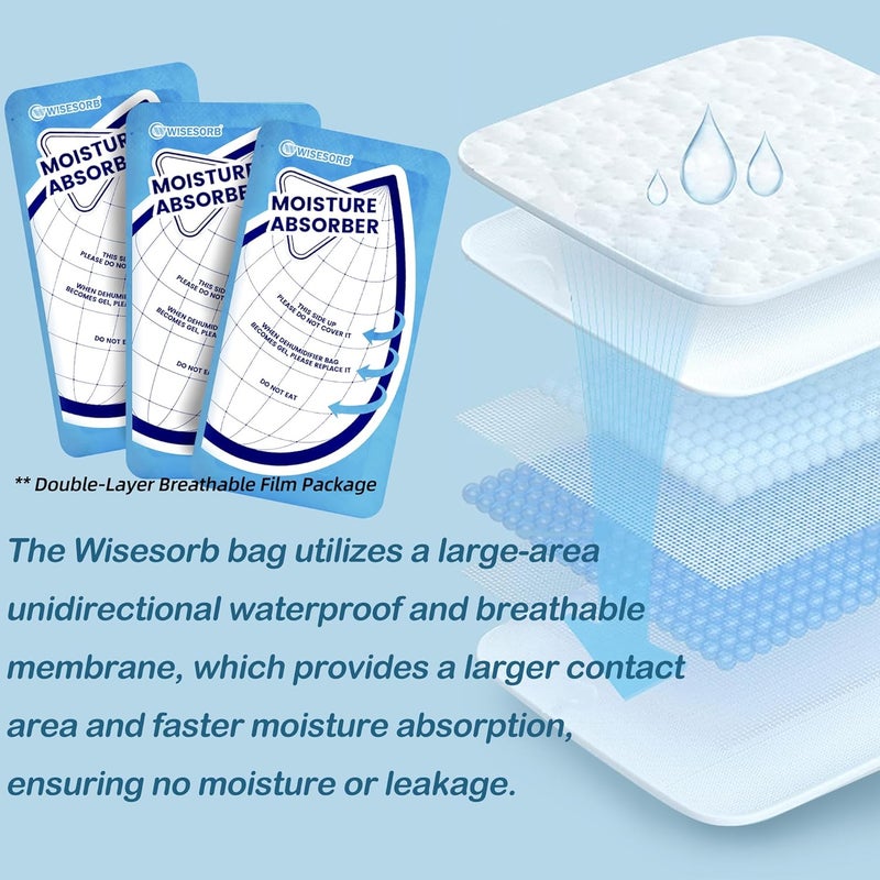 Wisesorb 25 Gram 10 Packs Moisture Absorbers Packs, Leakproof Desiccant Dehumidifier Bags for Bathrooms, Basements, Rvs, Humidity Absorbers Packets for Closet - Image 5